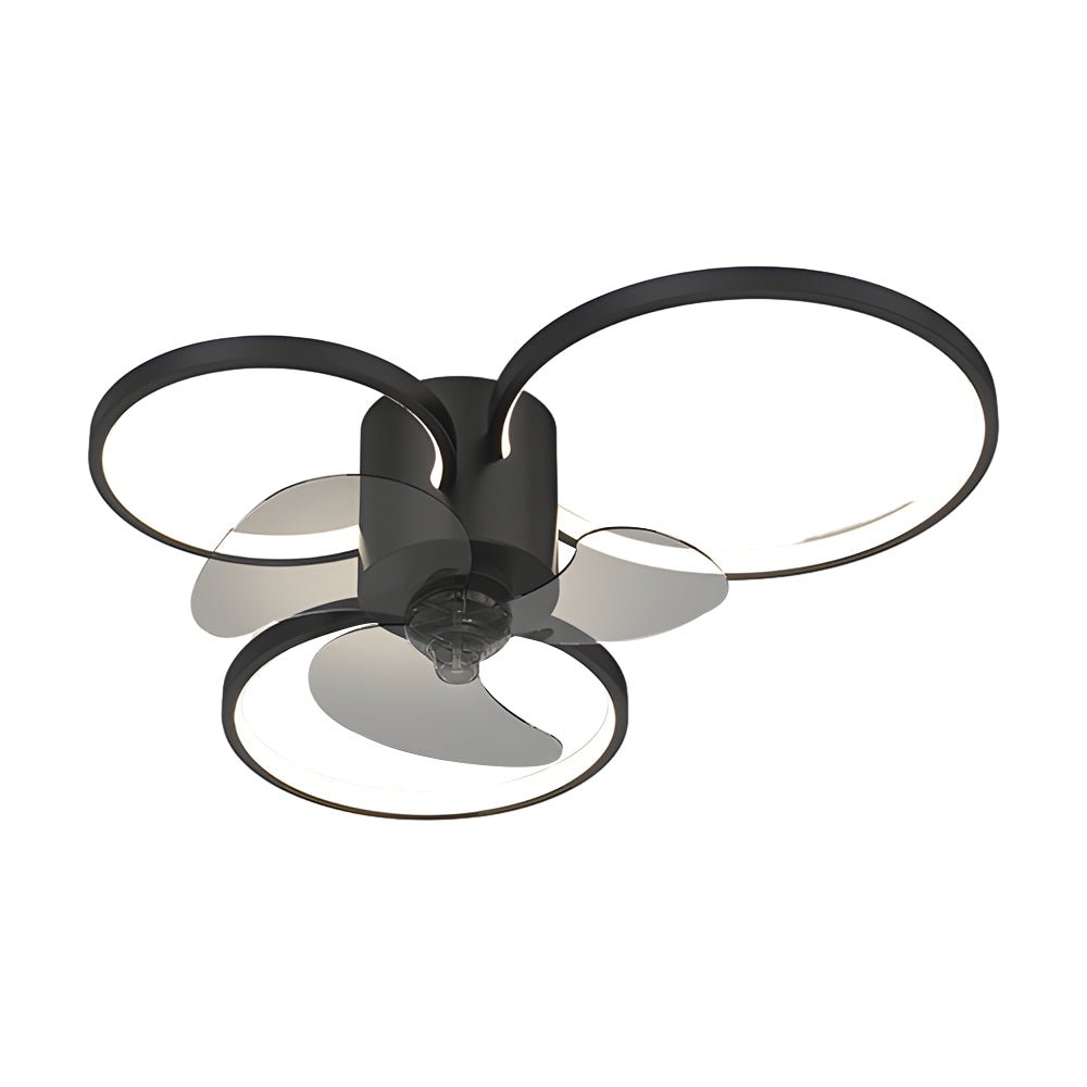 Square or Round Rings Modern Ceiling Fan with Light
