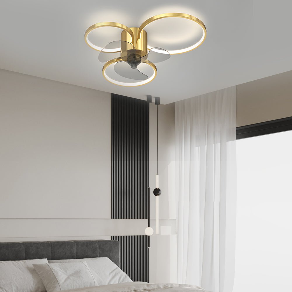 Square or Round Rings Modern Ceiling Fan with Light