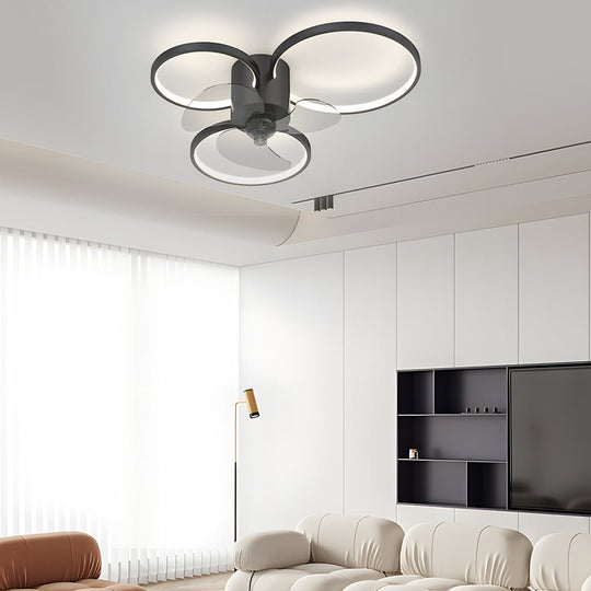 Square or Round Rings Modern Ceiling Fan with Light