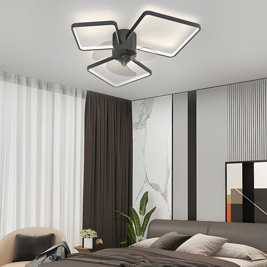 Square or Round Rings Modern Ceiling Fan with Light