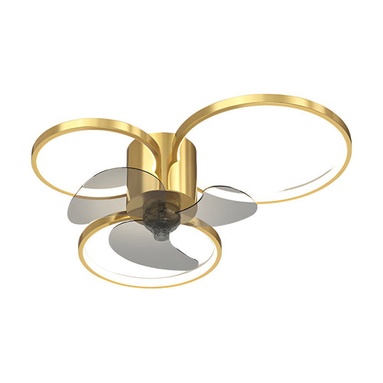 Square or Round Rings Modern Ceiling Fan with Light