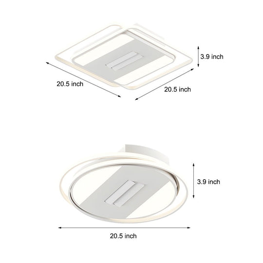 Square or Round Dimmable White Modern Ceiling Fan Light