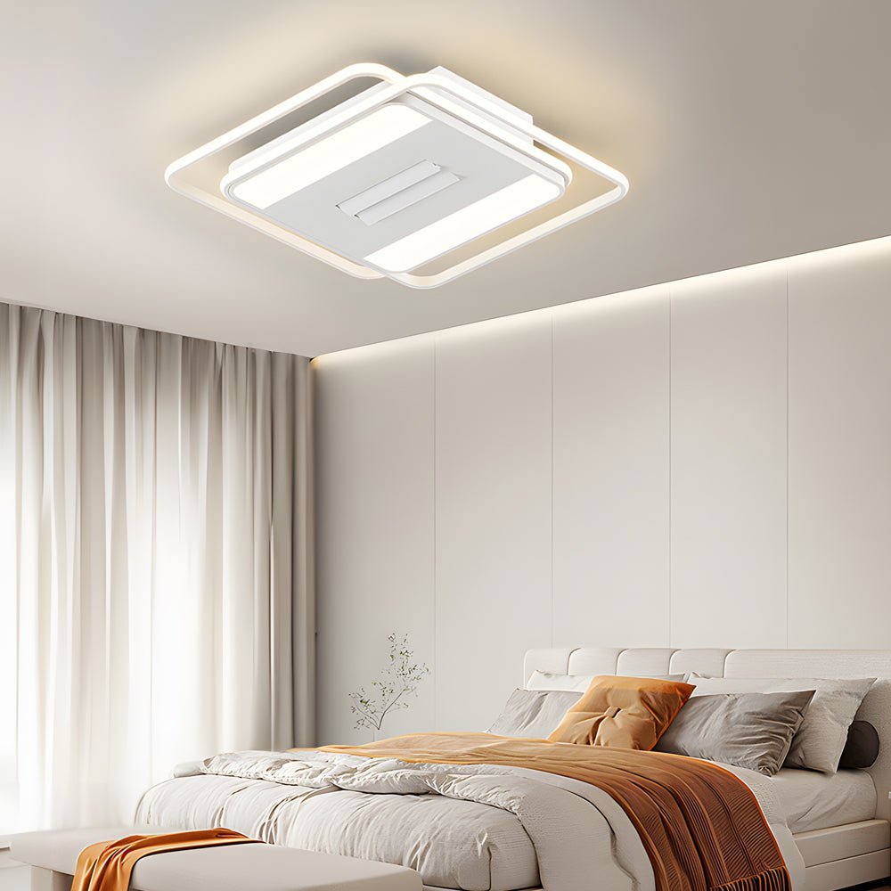 Square or Round Dimmable White Modern Ceiling Fan Light