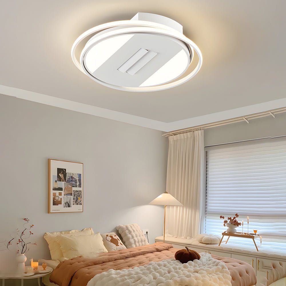 Square or Round Dimmable White Modern Ceiling Fan Light