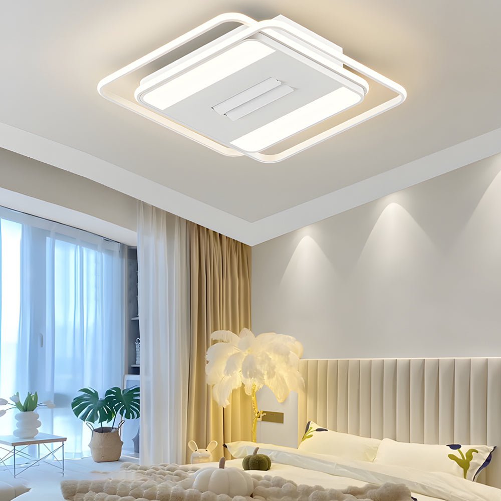 Square or Round Dimmable White Modern Ceiling Fan Light
