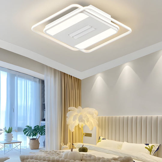Square or Round Dimmable White Modern Ceiling Fan Light