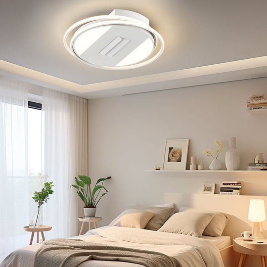 Square or Round Dimmable White Modern Ceiling Fan Light