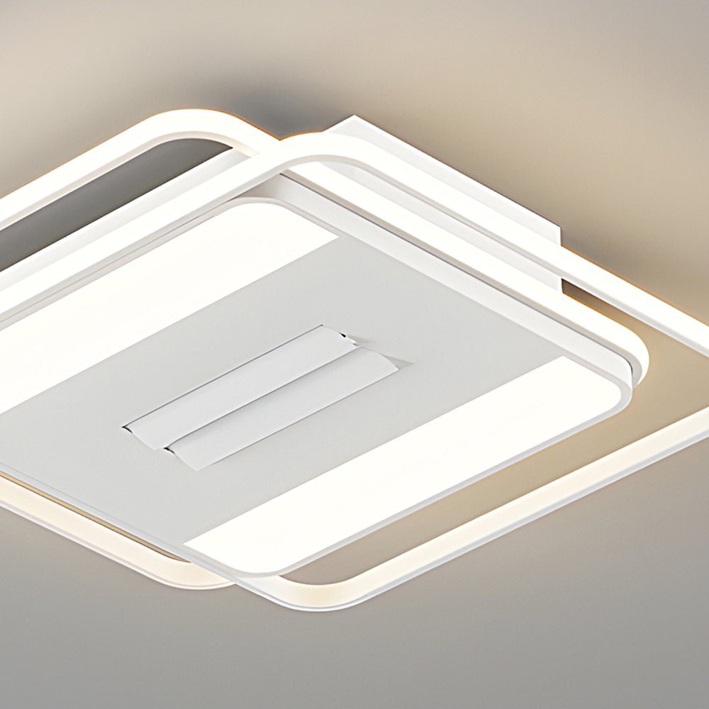 Square or Round Dimmable White Modern Ceiling Fan Light