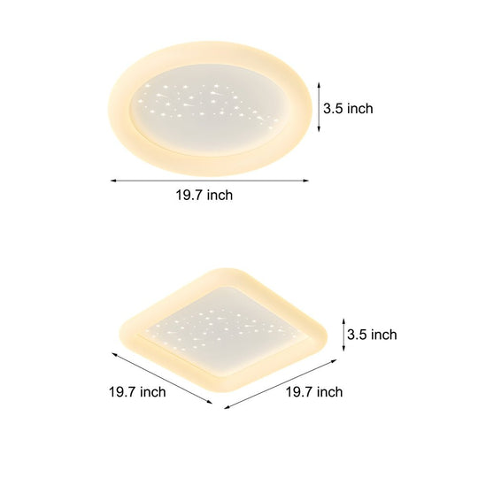 Square or Round Ceiling Light with 3-Step Dimming