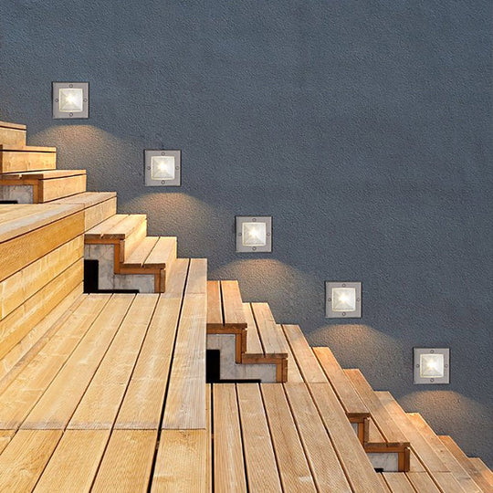 Square In-Wall Recessed Waterproof LED Step Light for Outdoor Stairs