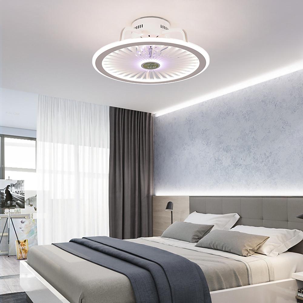 Modern Black & White Bladeless Ceiling Fan with LED Light
