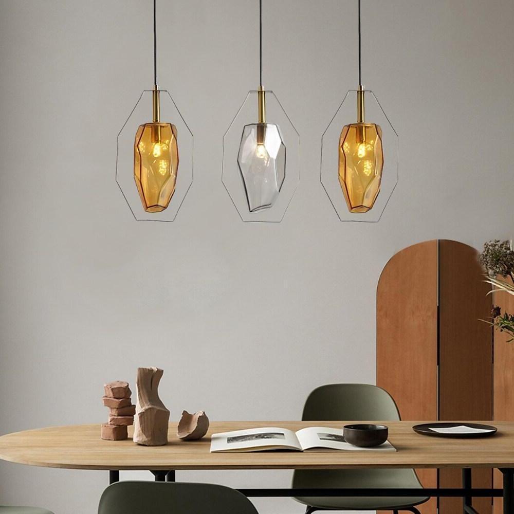 Nordic LED Glass Pendant Light with Electroplated Metal Finish