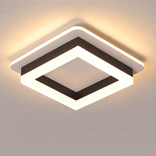 Metal Acrylic Square Design Flush Mount Modern LED Ceiling Light
