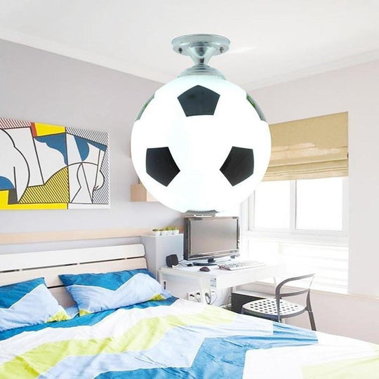 LED Football Globe Modern Flush Mount Ceiling Light – Kids’ Bedroom