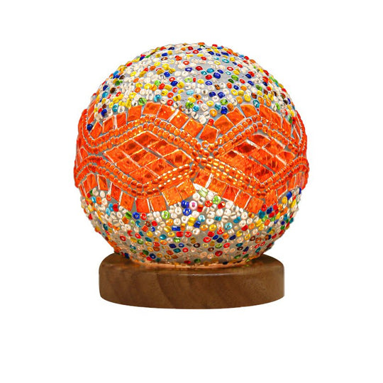 Stained Glass Mosaic LED Table Lamp with Timer and Remote