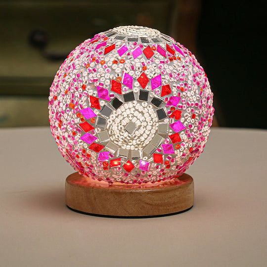 Stained Glass Mosaic LED Table Lamp with Timer and Remote