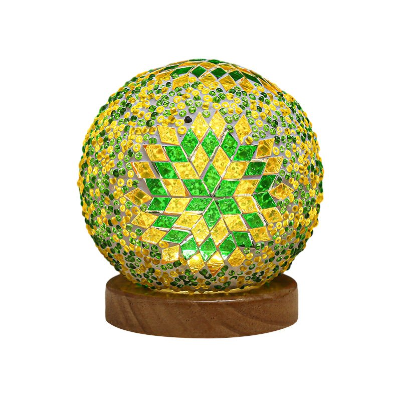 Stained Glass Mosaic LED Table Lamp with Timer and Remote
