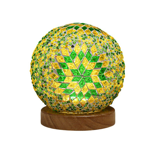 Stained Glass Mosaic LED Table Lamp with Timer and Remote