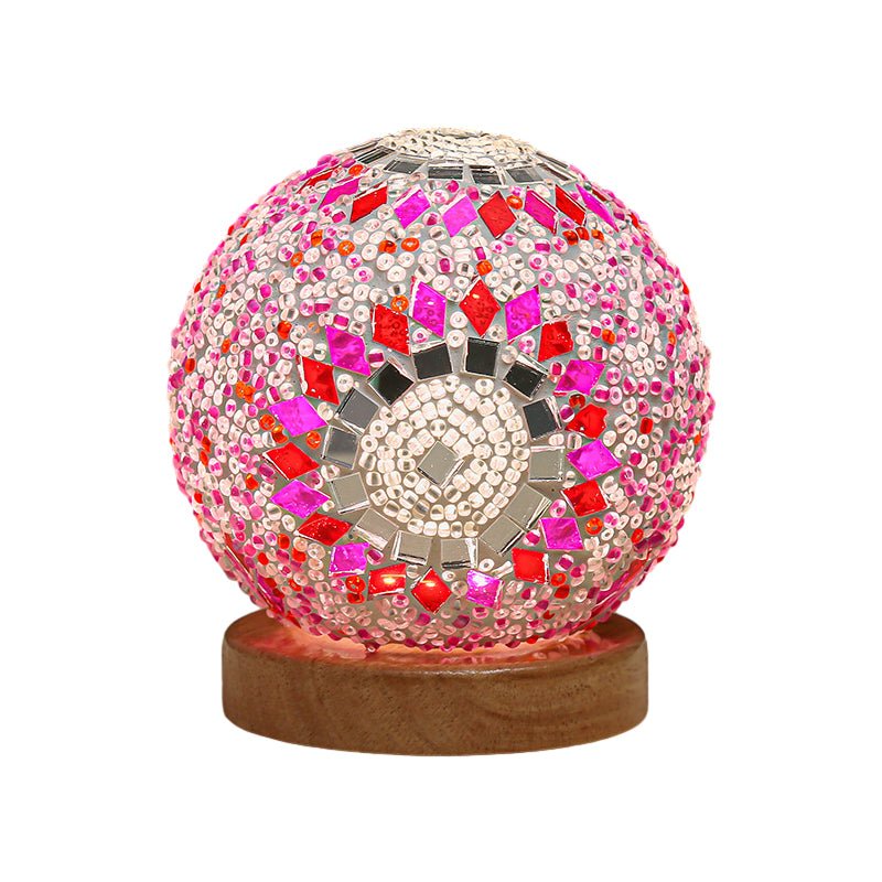 Stained Glass Mosaic LED Table Lamp with Timer and Remote