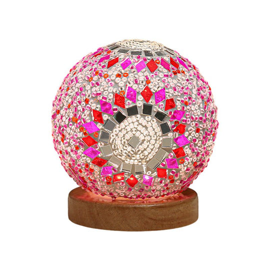 Stained Glass Mosaic LED Table Lamp with Timer and Remote