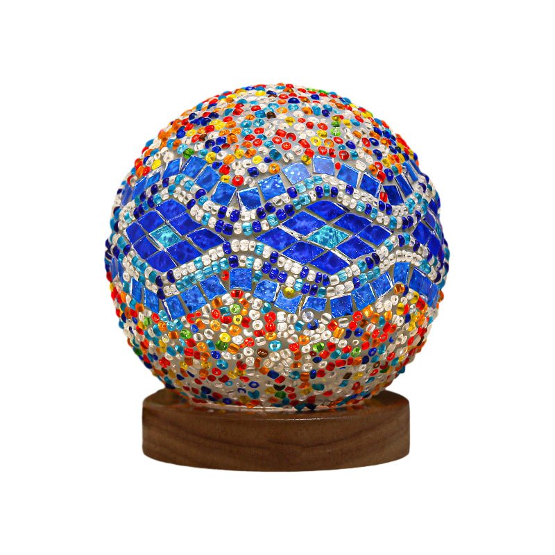 Stained Glass Mosaic LED Table Lamp with Timer and Remote