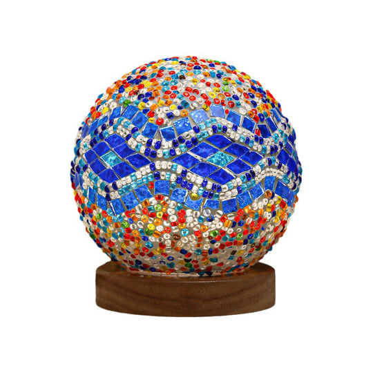 Stained Glass Mosaic LED Table Lamp with Timer and Remote
