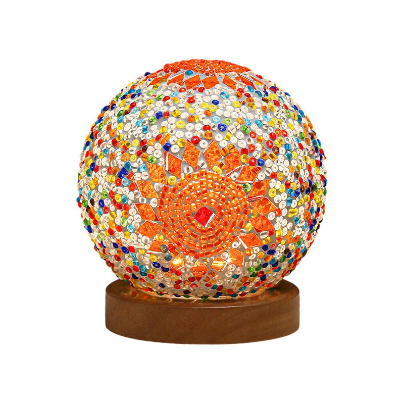 Stained Glass Mosaic LED Table Lamp with Timer and Remote