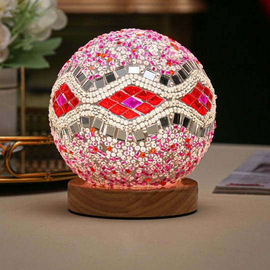 Stained Glass Mosaic LED Table Lamp with Timer and Remote