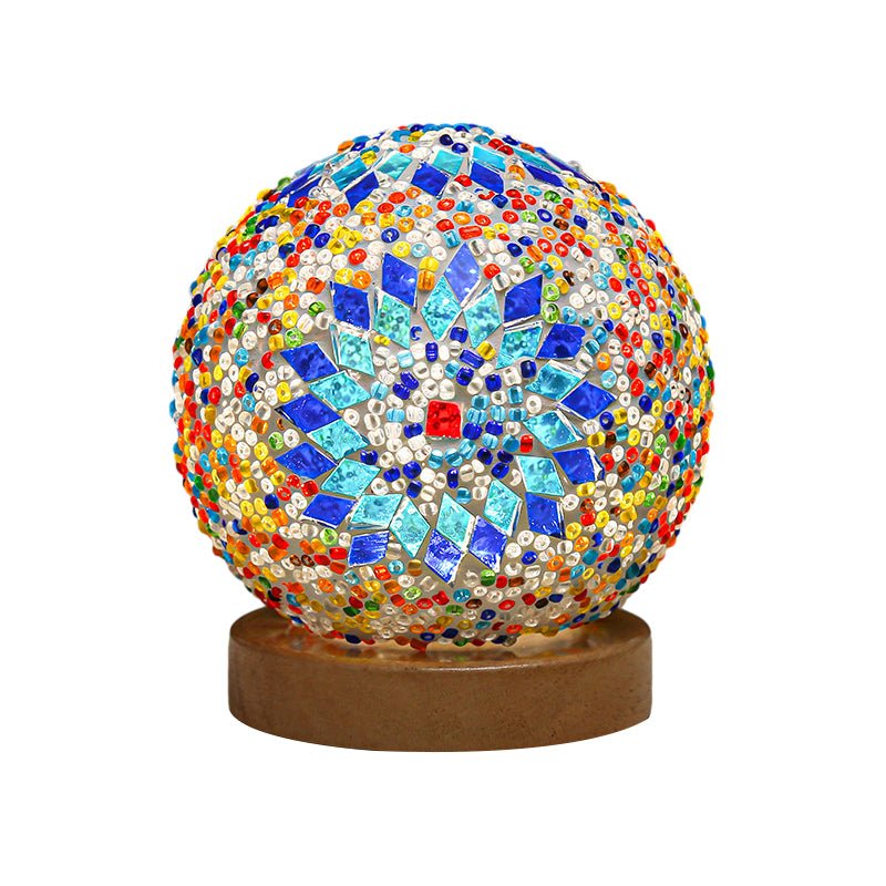 Stained Glass Mosaic LED Table Lamp with Timer and Remote