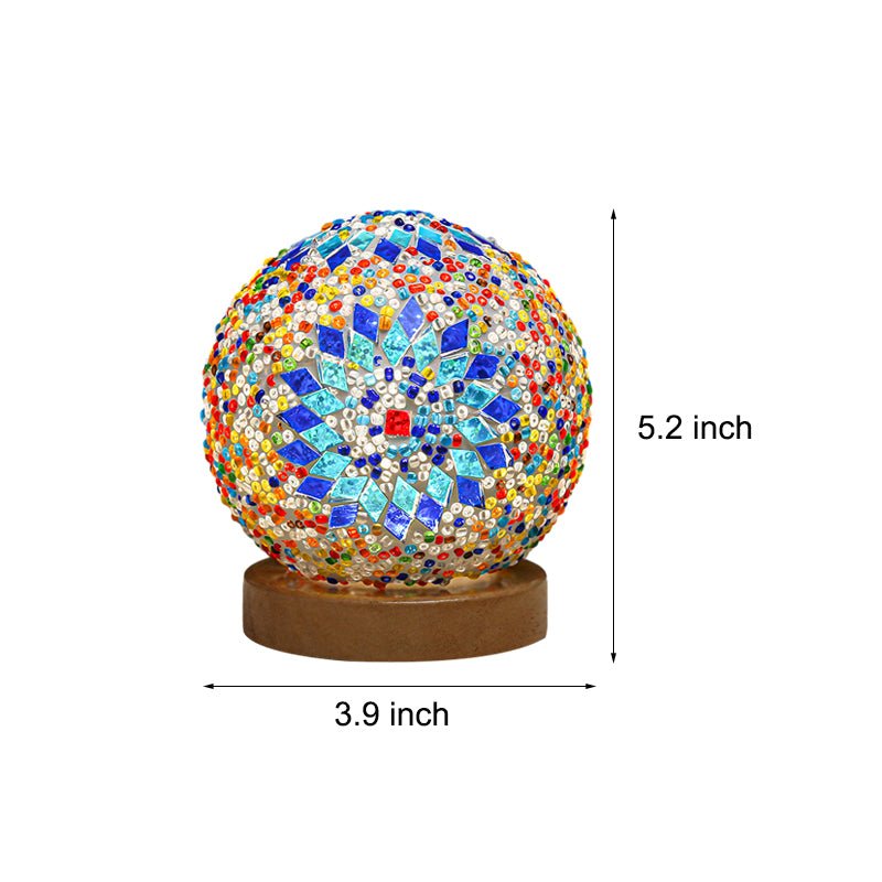 Stained Glass Mosaic LED Table Lamp with Timer and Remote