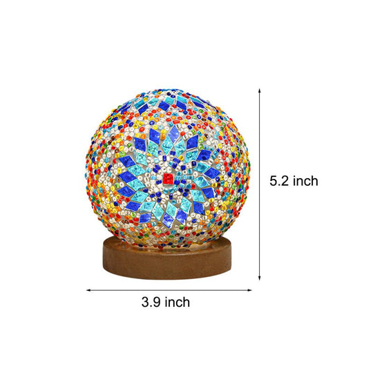 Stained Glass Mosaic LED Table Lamp with Timer and Remote