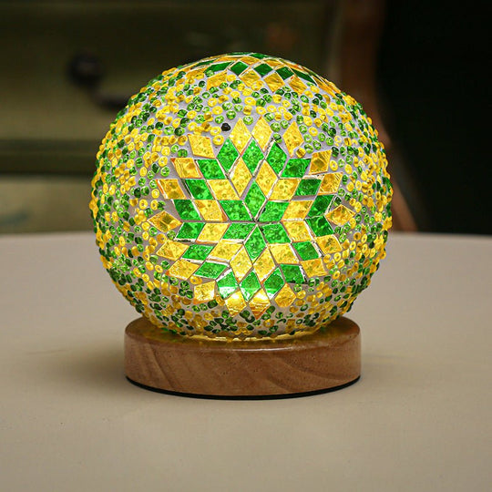 Stained Glass Mosaic LED Table Lamp with Timer and Remote