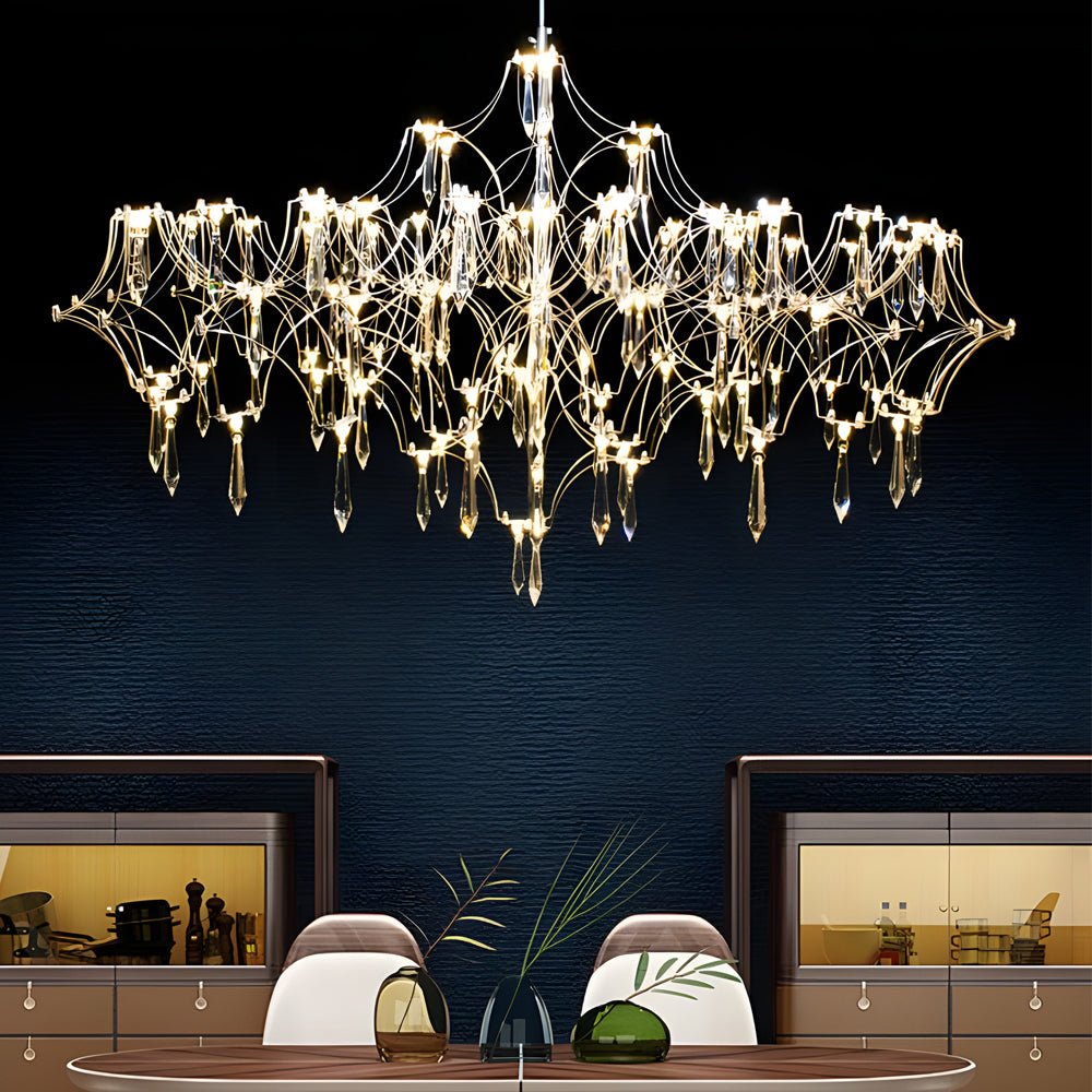 Stainless Steel Crystal Raindrops LED Italian Style Chandelier