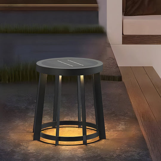 Stainless Steel Round Stool Dual-Purpose Solar LED Outdoor Light