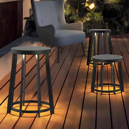 Stainless Steel Round Stool Dual-Purpose Solar LED Outdoor Light