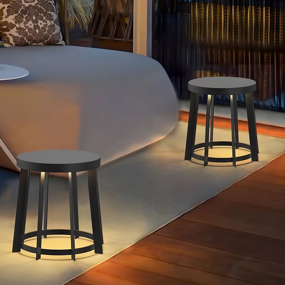 Stainless Steel Round Stool Dual-Purpose Solar LED Outdoor Light