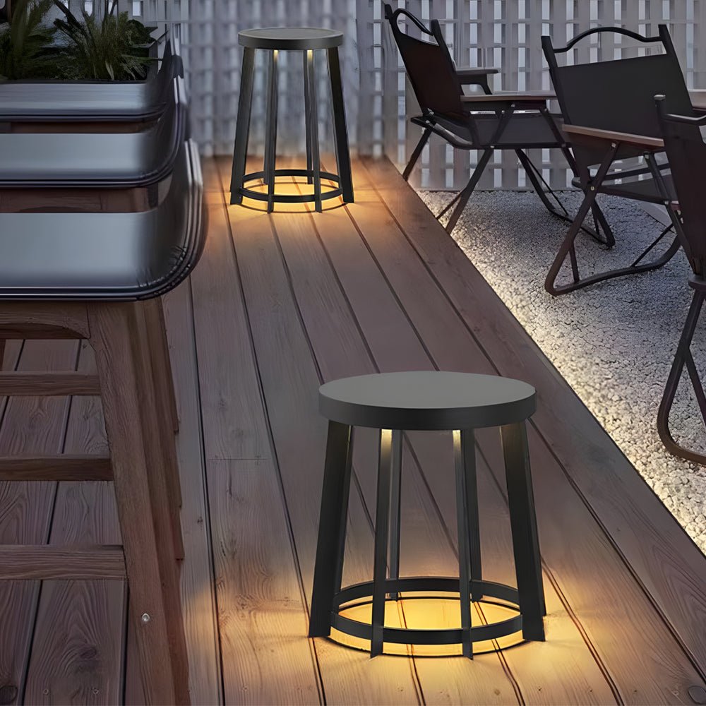 Stainless Steel Round Stool Dual-Purpose Solar LED Outdoor Light