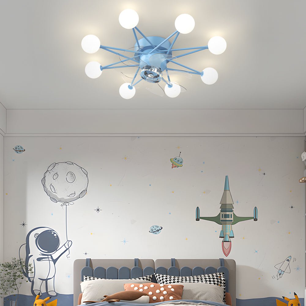 Stars Creative Balls Ceiling Fan with 3-Step Dimming Light