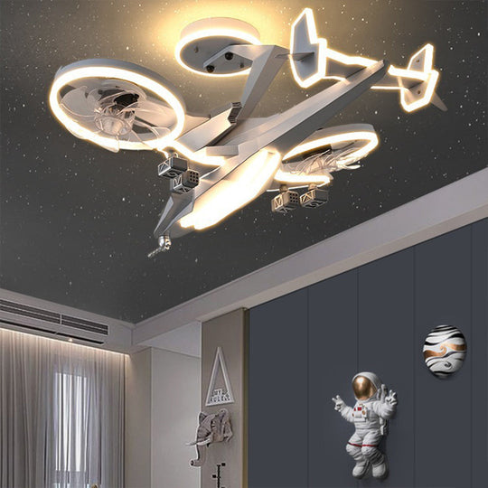 Fighter Jet Kids Ceiling Fan with Light – Full Spectrum LED & Remote Control