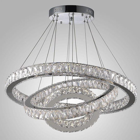 Interwoven Circle Crystal LED Chandelier with Dimmable Rings