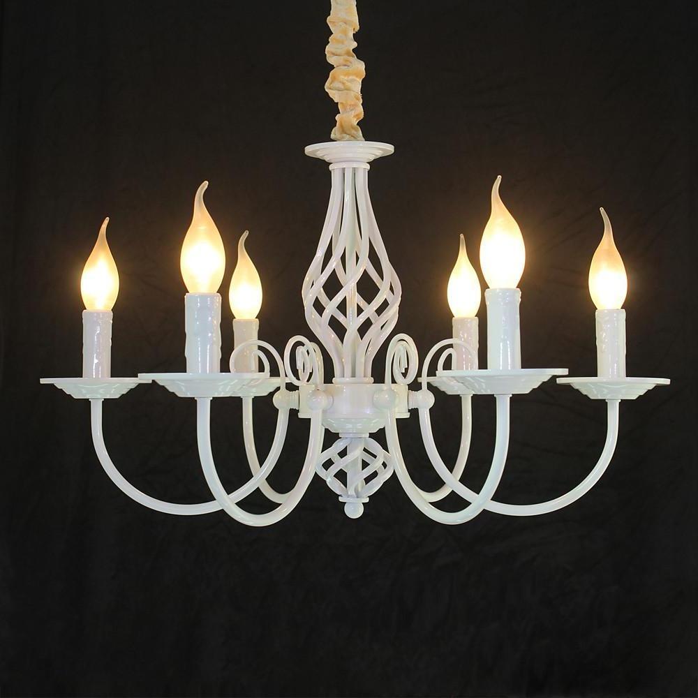 Candle Design Metal Rustic Chandelier with 6 LED Bulbs