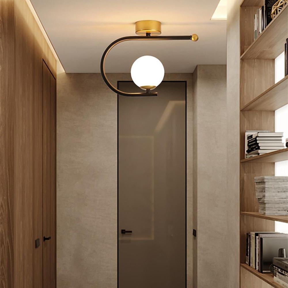 Black Flush Mount Ceiling Light – Curved Globe Traditional Design
