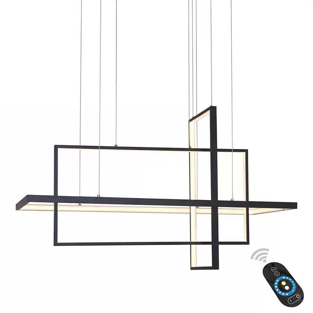31.5'' Three Part Futuristic Square Rectangular Hybrid Aluminum Chandelier