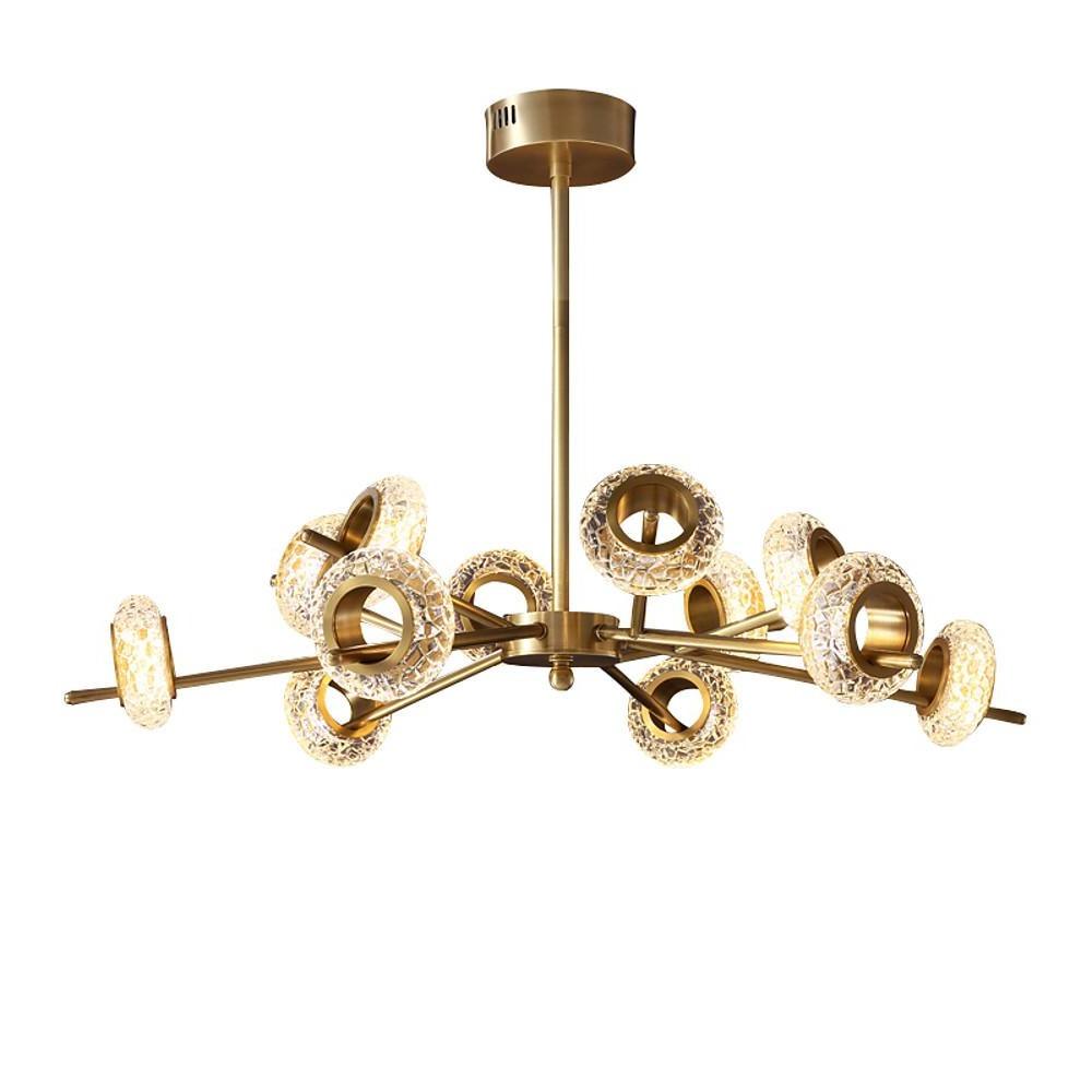Modern Gold Sputnik Chandelier with Copper and Glass Accents