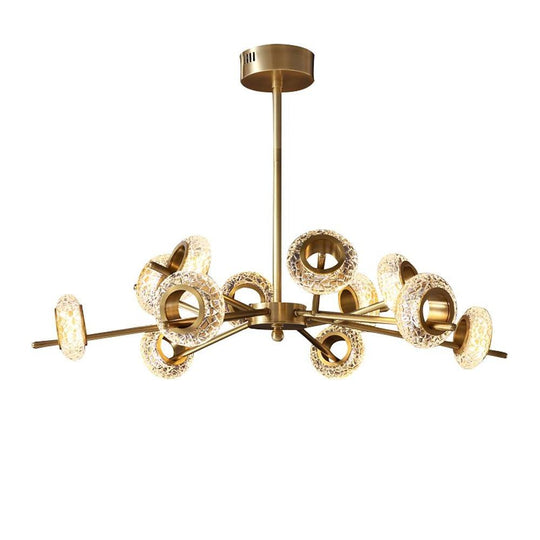 Modern Gold Sputnik Chandelier with Copper and Glass Accents