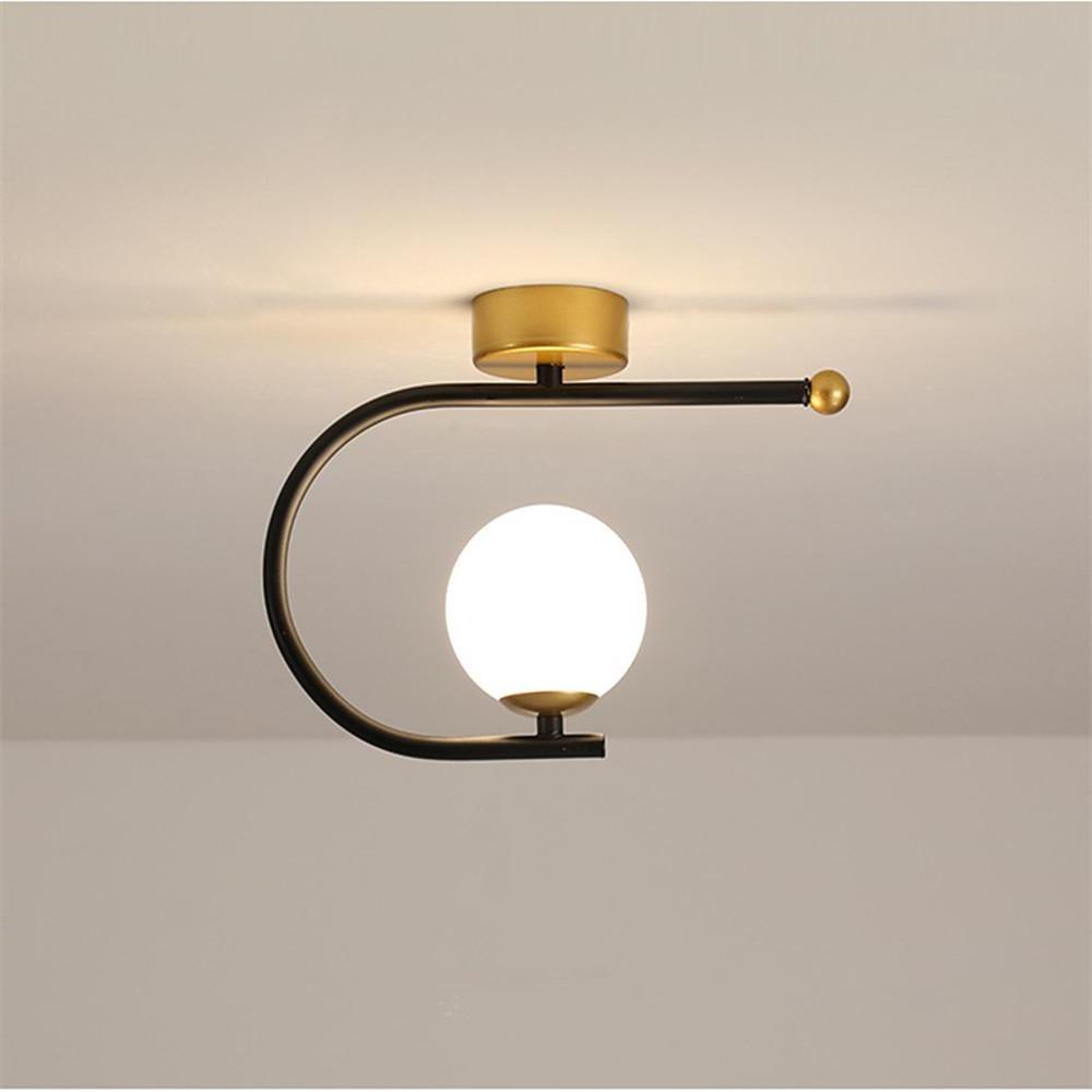 Black Flush Mount Ceiling Light – Curved Globe Traditional Design