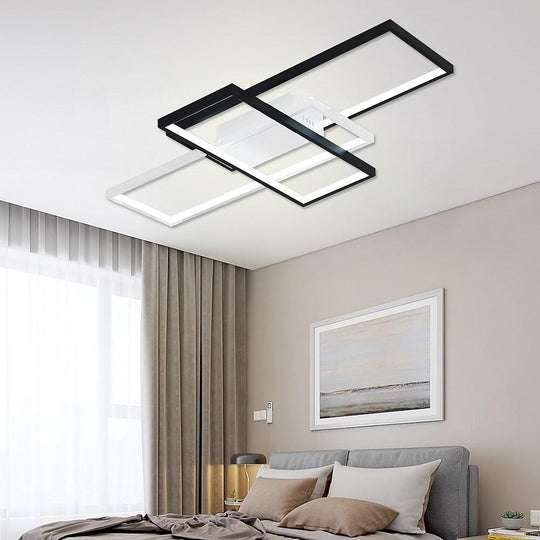 Multi Rectangle Large Flush Mount LED Ceiling Light with 3 Tiers