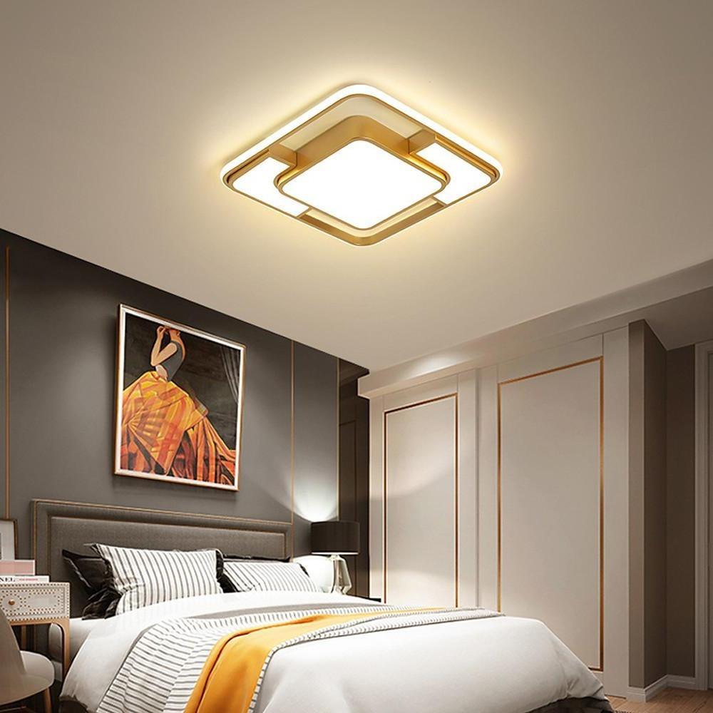 Square LED – Geometric Overlay Flush Mount Ceiling Light for Bedroom and Living Spaces