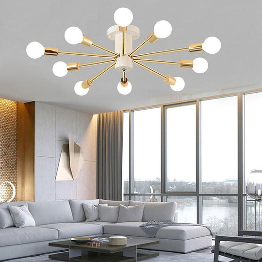 Industrial Sputnik Geometric Gold LED Chandelier