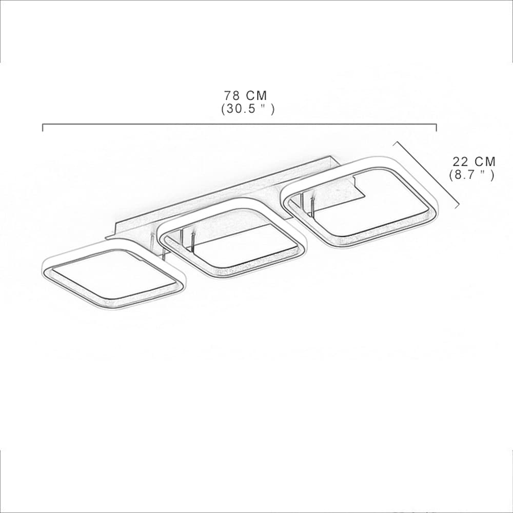 3-Square LED Modern Black Ceiling Light